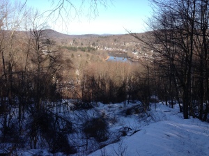 view in to collinsville and river from top of bottom rope tow